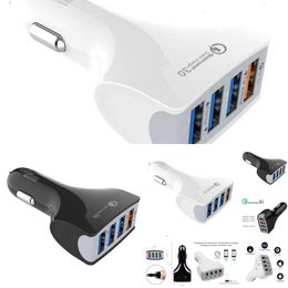 Update Qc3.0 Accessoires 4 poorten snellader auto USB-aansluiting adapter 12V 30W