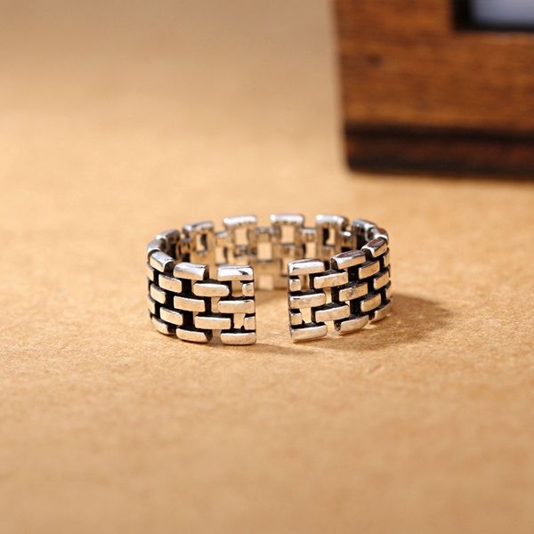 MISE À JOUR Rétro Creux Chaîne En Argent Bande Anneaux Noeud Bague De Mode Bijoux pour femmes hommes Volonté et sableux