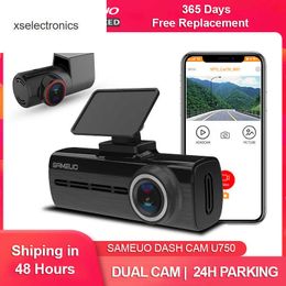 Actualice Sameuo Car Dvr Dash Cam Grabadora de video delantera y trasera Visión nocturna Auto Wifi App Vista trasera 24H Estacionamiento GPS Dashcam Cámara de automóvil DVR para automóvil