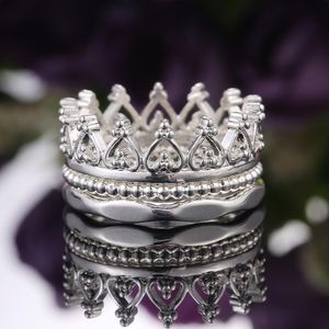 Update Silver Crown Ring 3 in1 Afneembare Knuckle Rings Band Dames Mode-sieraden Cadeau