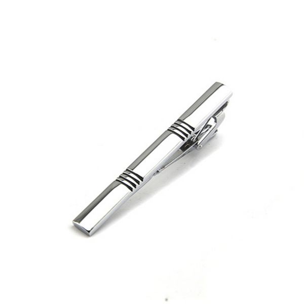 Actualización Simple Business Traje Tie Clip Bar Tono de plata en blanco Clips de cuello de metal de metal para hombres Joyas de moda Will and Sandy