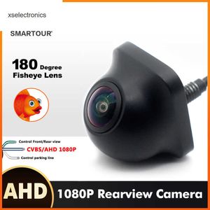 Mise à jour Smartour AHD Night Vision Moniteur de voiture Caméra de recul Auto 2K 180 degrés Caméra arrière de voiture FishEye Aide au stationnement Voiture DVR