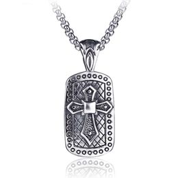 Collier avec pendentif en forme de croix en acier inoxydable, pendentif en argent ancien, colliers Hip Hop pour hommes, mise à jour