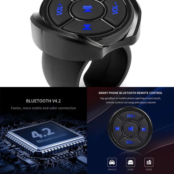 Actualización inalámbrica Bluetooth Media Control remoto botón coche motocicleta bicicleta volante controlador Mp3 reproducción de música para teléfono tableta