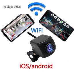 Actualice la cámara inalámbrica de visión trasera del coche WIFI 170 grados WiFi Cámara de marcha atrás Dash Cam HD Visión nocturna para iPhone Android 12V 24V Coches Coche DVR