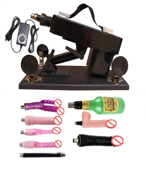 Version mise à jour automatique Sex Machine Gun Set avec gros gode et coupe vaginale vitesse réglable pistolet de pompage jouets sexuels pour hommes et Wo2430917