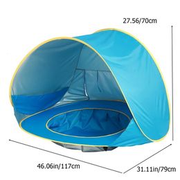 UPF 50 Baby Beach Tent imperméable SHELTER SHELTER UV-Protecteur Sunshelter avec piscine Kid Outdoor Camping Sunshade Beach Sunshelter 240418