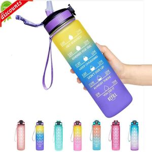 Bouteille d'eau de 1 litre améliorée pour filles, bouteille d'eau de Sport de motivation, bouteilles de boisson étanches, voyage en plein air, salle de sport, pichet de Fitness, cuisine