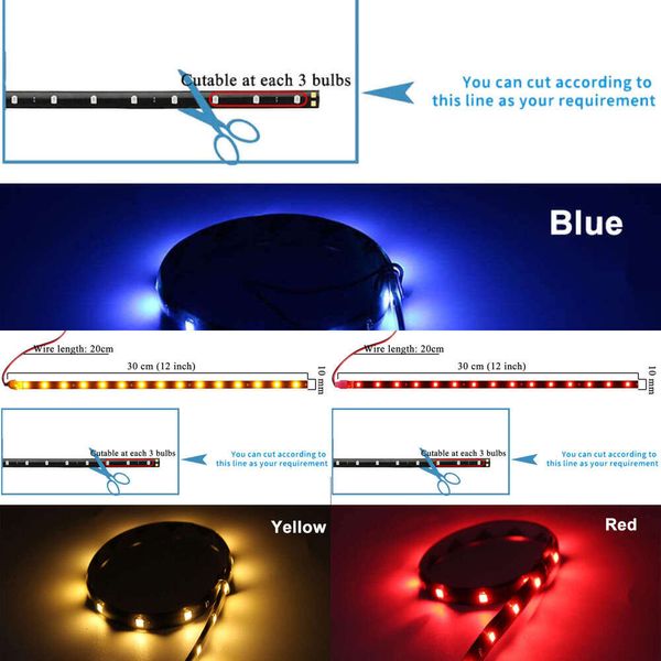 Mise à niveau 1 pièces voiture LED DRL style bande lumineuse extérieur intérieur lampe décorative d'ambiance jour ampoule 12V 15 SMD Flexible étanche