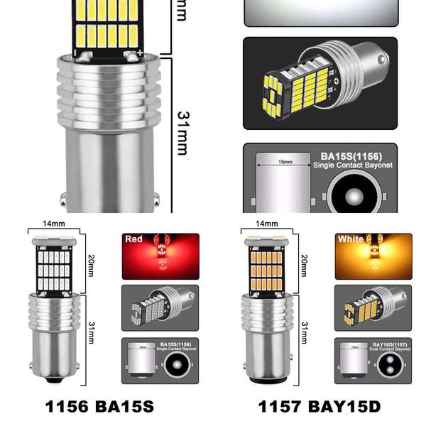 Actualización 1 PCS P21 / 5W 1156 Ba15s 1157 Bay15d 1157 Bombilla LED Canbus 12V 4014 SMD 7000K Luces de señal de giro de freno de parada de marcha atrás de coche blanco