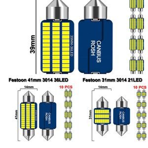 Actualización 10 Uds bombilla LED de coche Canbus C10w C5w adorno LED 31Mm 36Mm 39Mm 41Mm sin Error 12V 6500K luz de techo de lectura Interior automática blanca