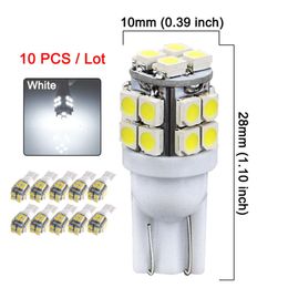 Actualización 10 Uds T10 W5w 194 bombilla LED 12V 3528 20Smd 7000K luz de techo de lectura Interior de coche luz de placa de matrícula lateral de cuña de señal de coche