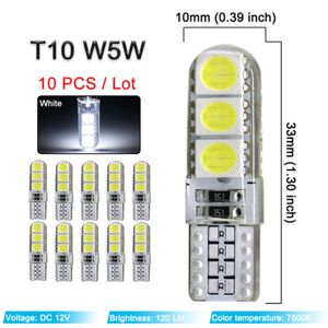 Mise à niveau 10 X feu de signalisation de voiture T10 W5w LED ampoule étanche en Silicone 12V 7500K blanc Auto intérieur dôme porte plaque d'immatriculation lampes de coffre