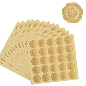 Upgrade 100-200 stks Goud Reliëf Hart Stickers Envelop Seal Wax Uitziende Etiketten Bruiloft Uitnodigingskaart Kerstcadeau Decoratie