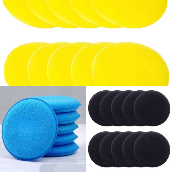 Mise à niveau 10 pièces voiture cire vernis mousse éponge tampons applicateurs 10Cm jaune éponge de nettoyage propre laveuse outil de lavage lavage de voiture