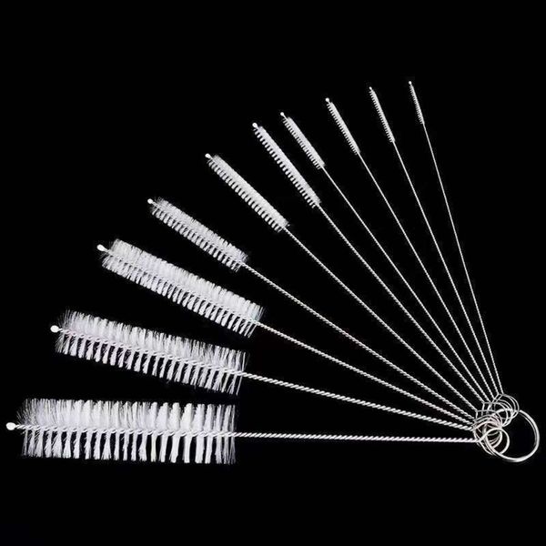 Brosse de nettoyage en acier inoxydable, mise à niveau 10 pièces/ensemble, pour tuyaux de mauvaises herbes, verre propre, narguilé, Cachimba Pipas Fumar, brosse pour biberon