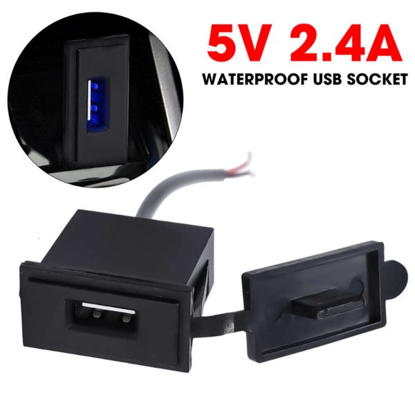 Mise à niveau 12 V/24 V prise de chargeur de voiture USB unique 5 V 2,4 A adaptateur secteur protection multiple forme carrée étanche pour moto RV bateau