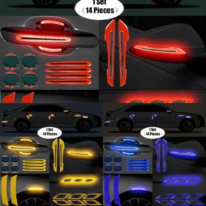 Upgrade 14 Universele 3D Koolstofvezel Autodeurgreepstickers Krasbestendige stickers Autoveiligheid Reflecterende strip Autoaccessoire