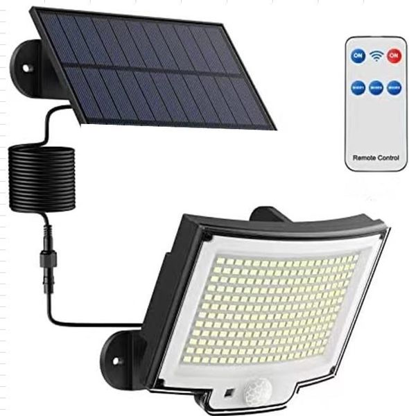 Luz Solar LED mejorada para exteriores, lámpara de pared para jardín con Sensor de movimiento superbrillante, resistente al agua IP65, 4 modos de trabajo, 188