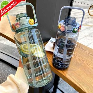 Upgrade 2 liter sportwaterfles met Staw Gym Schoolkinderen die Kawaii-fles drinken voor meisjes Gratis verzending van artikelen