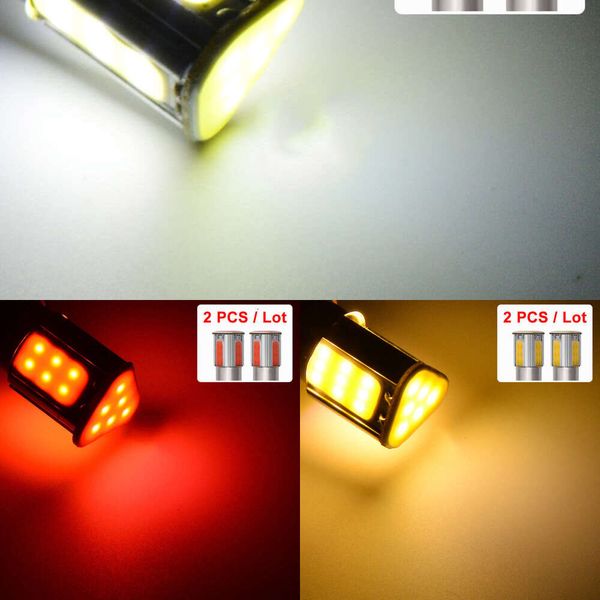 Mise à niveau 2 pièces voiture clignotant LED P21/5W 1157 Bay15d 1156 Ba15s COB 12V 7000K blanc Auto queue frein arrière ampoules de stationnement antibrouillard