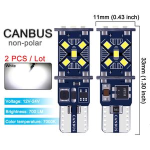 Ampoule de signalisation de voiture T10 W5w, lumière LED Canbus 12/24V 7000K, blanc, intérieur de voiture, dôme de lecture, coffre de plaque d'immatriculation, lampe latérale compensée, 2 pièces