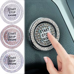 Upgrade 2 stks/set Trim Ring Sticker Auto-interieur Startschakelaar Knop Ontsteking Apparaat Decor Sleutels Bescherming Cover Diamond Bling Stickers