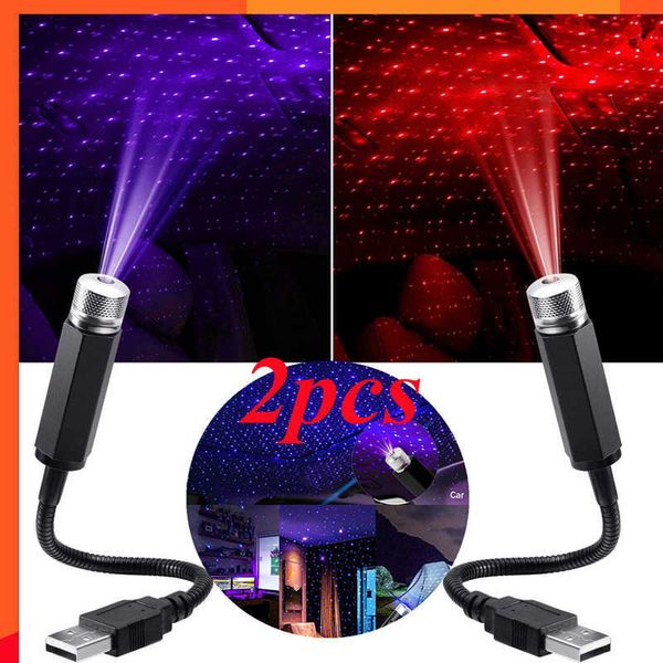 Actualización 2X Romántica LED Luz de Noche de Cielo Estrellado 5V Lámpara de Proyector Galaxy Star Alimentada por USB para Techo de Coche Decoración de Techo Plug and Play