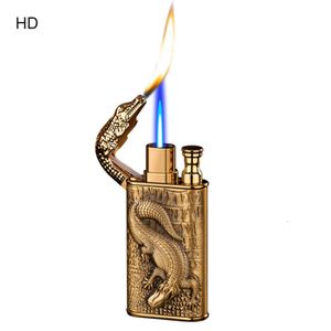 Upgrade 3D Relief Crocodile Double Fire Lighter Classic Crocodile lichtere Torch Open Flame Lighter