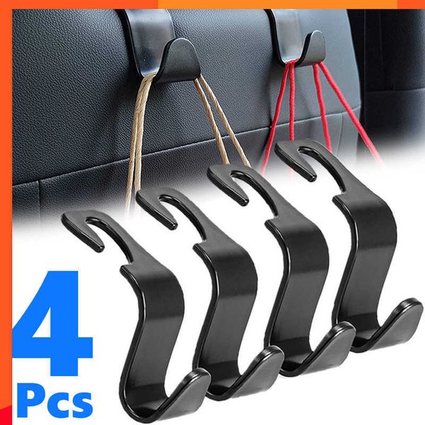 Paquete de 4 ganchos mejorados para bolsos, Clips para coche, soporte organizador para reposacabezas del asiento delantero, perchas de sujeción automática, accesorios interiores de almacenamiento para coche