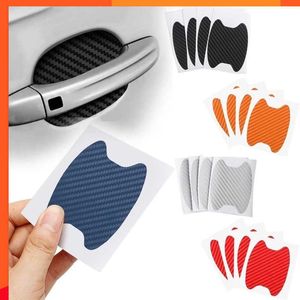 Mejora 4 unids/set pegatina de puerta de coche fibra de carbono cubierta resistente a arañazos película de protección de manija de coche accesorios de estilo Exterior de coche