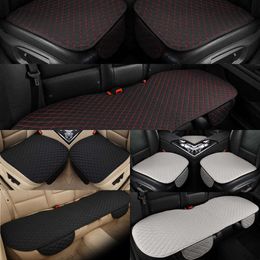 Housse de protection de siège de voiture en lin, 5 sièges, avec dossier, pour siège avant et arrière, tapis de coussin lavable pour automobile, mise à niveau