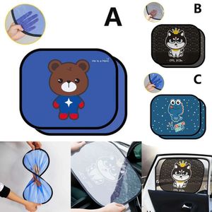 Upgrade 6/10/12Inch 2 Stuks Cartoon Opvouwbare Zonneschermen Voor Achter En Zijkant Auto hitteschild Beschermen Baby Venster Schaduw