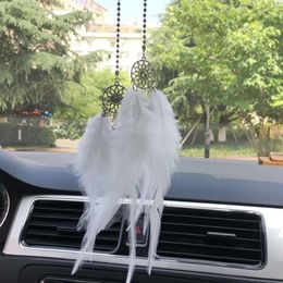 Mise à niveau accessoires filles cadeau miroir de plumes suspendus décoration intérieure d'ornement chanceux accessoires de voiture décoration