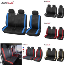 Upgrade AUTOYOUTH ademend polyester geschikt voor 2+1 stoelbeschermers - past op de meeste auto-vrachtwagen-SUV's