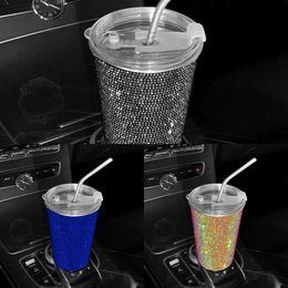 Mise à niveau Bling Diamond Tasse d'eau de voiture en acier inoxydable 550Ml Tasse à café de boisson pour femmes Accessoires d'intérieur automobile pour le bureau à domicile de voiture