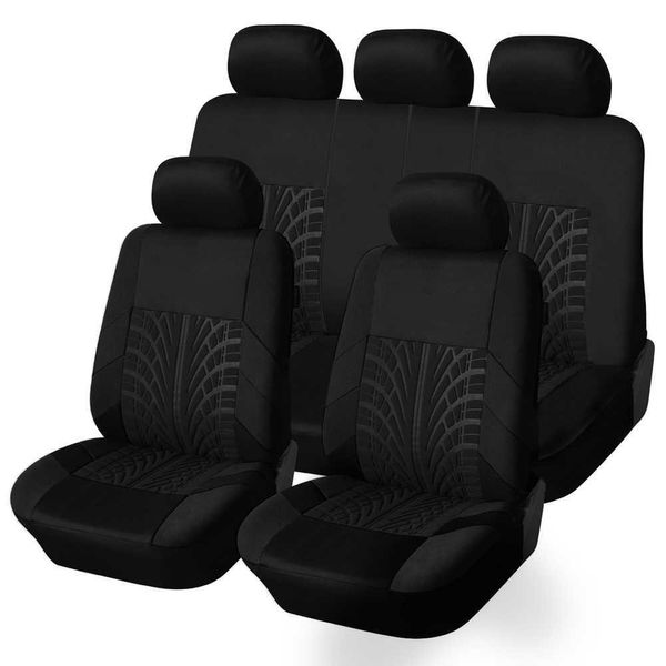 Fundas de asiento de coche transpirables mejoradas, juego completo de fundas de asiento de coche en relieve con huellas de neumáticos, traje para coche, camión, SUV, furgoneta, material de poliéster duradero