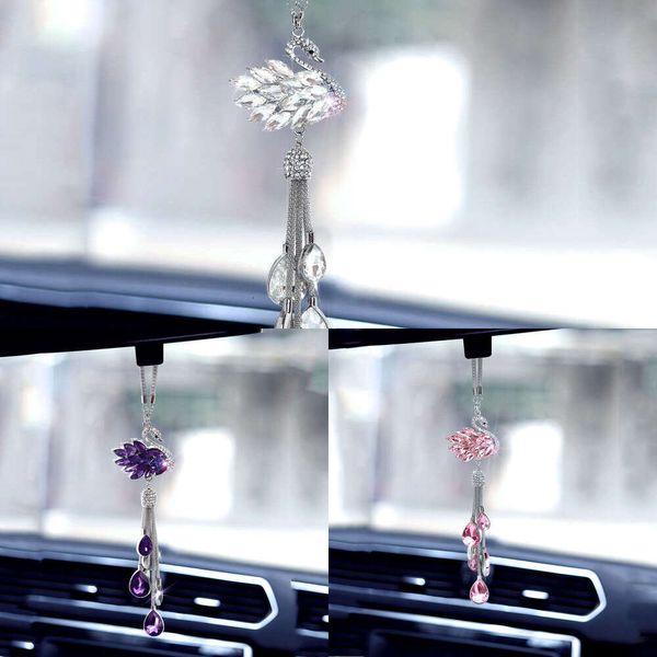 Actualización de ambientador de aire para coche, colgante decorativo para coche, colgante femenino de moda, accesorios para interiores de automóviles, cisnes de cristal para interiores creativos y encantadores, pieza colgante