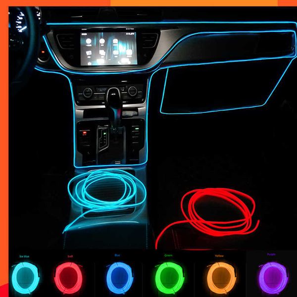 Mise à niveau des lampes décoratives intérieures de voiture, bandes, lampe d'ambiance, lumière froide, Console de tableau de bord décorative, lumières d'ambiance LED automatiques 1/2/3/4/5M