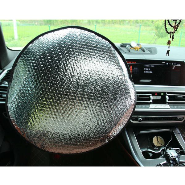 Cubierta tipo parasol para volante de coche, película protectora de doble espesor, protección solar, plegable, Anti-Uv, accesorios interiores