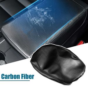 Mise à niveau de la boîte d'accoudoir de console centrale de voiture en fibre de carbone, couverture de tapis de coussin, boîte de rangement d'accoudoirs automatiques, couverture de protection pour Tesla 3 ans