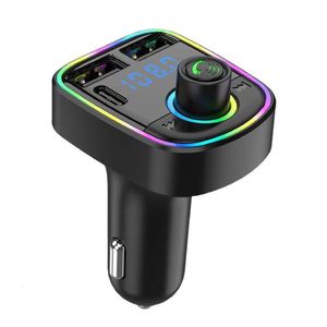 Mise à niveau du transmetteur FM PD Type-C double USB 3.1A chargeur rapide lumière ambiante colorée mains libres lecteur modulateur Mp3 voiture Bluetooth 5.0 mise à niveau