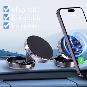 Mise à niveau du support de téléphone magnétique pliable pour voiture, support magnétique pour grille d'aération, support de téléphone portable GPS portable, support mobile pour iPhone 13 14 Xiaomi
