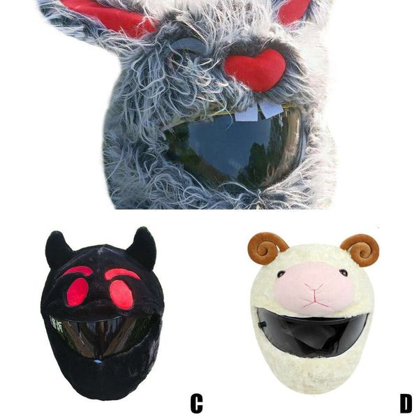 Mise à niveau drôle dessin animé en peluche lapin moto Anime mignon housse de protection casque couverture complète pour les promenades cadeaux