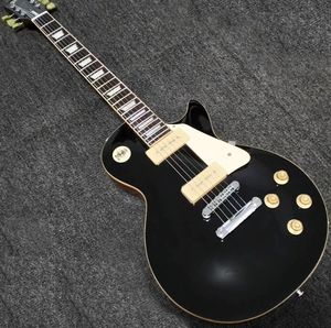 Upgrade hoogwaardige zwarte P90 standaard LP elektrische gitaar, ABR-1 brug, aangepaste service is beschikbaar