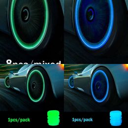 Bouchon de Valve de pneu de voiture lumineux, mise à niveau, Fluorescent, décor lumineux de nuit, buse de roue de moto, bouchons de tige de Valve de pneu anti-poussière