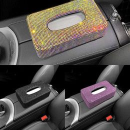 Upgrade Luxe Strass Auto Tissue Box Houder Blok-Type Tissue Box Voor Middenconsole Armsteun Box Rugleuning Bling Auto Accessoires