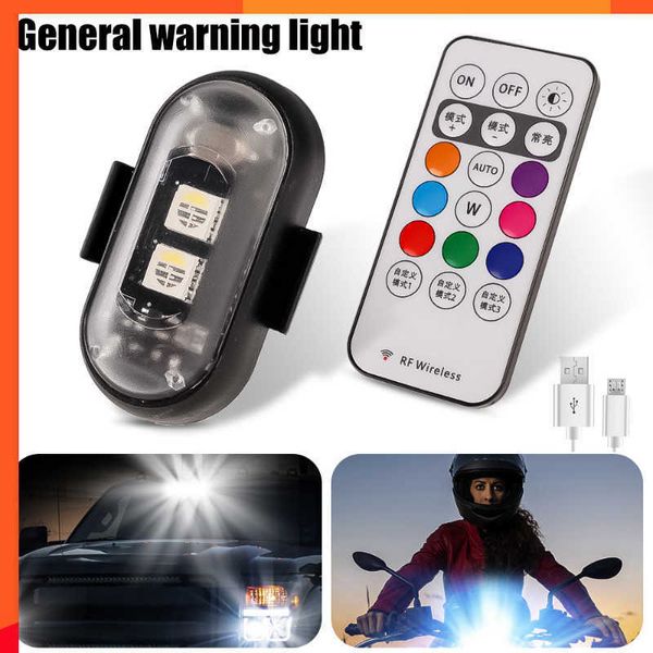 Luz de advertencia LED para motocicleta mejorada, 7 luces indicadoras de seguridad coloridas, lámpara estroboscópica de advertencia para drones, luz de circulación diurna con control remoto