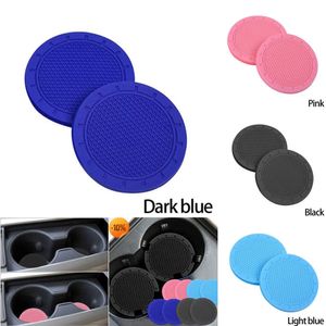 Mejora nuevo juego de 2 uds de taza de goma suave posavasos soporte para botella de agua alfombrilla antideslizante accesorios accesorios para coche