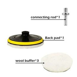 Upgrade Nieuwe 3/4/5 inch Wol Waxing Polishing Buffing Pad Wheel Pads schuim Poolse Auto -autolaververzorging Poetsboorborstel